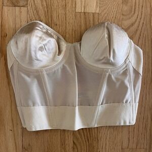 VTG Olga 34B 33795 Longline Bra Solid Beige Underwire boning padded nude cream